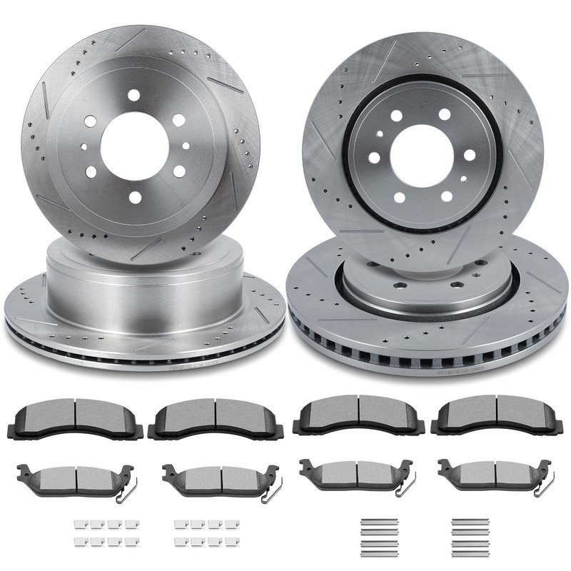 Front And Rear Brake Rotors Pads For Ford F-150 2010-2011 Drilled & Slotted