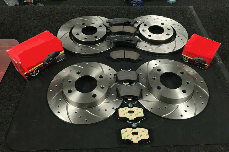 For Ford Fiesta ST180 ST200 Front Rear Drilled Grooved Brake Discs & Brake Pads