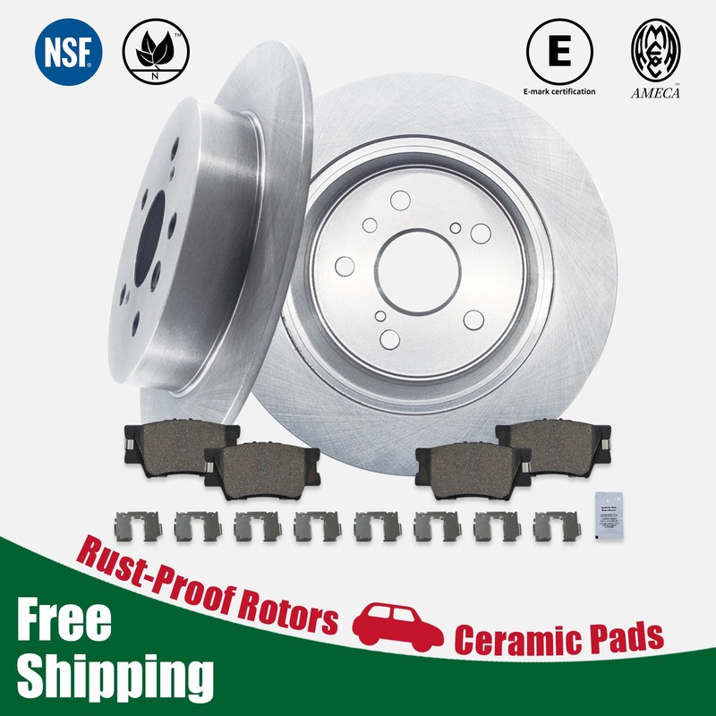Rear Disc Brakes and Rotors Ceramic Pads Kit for Lexus ES350 Toyota Camry Avalon