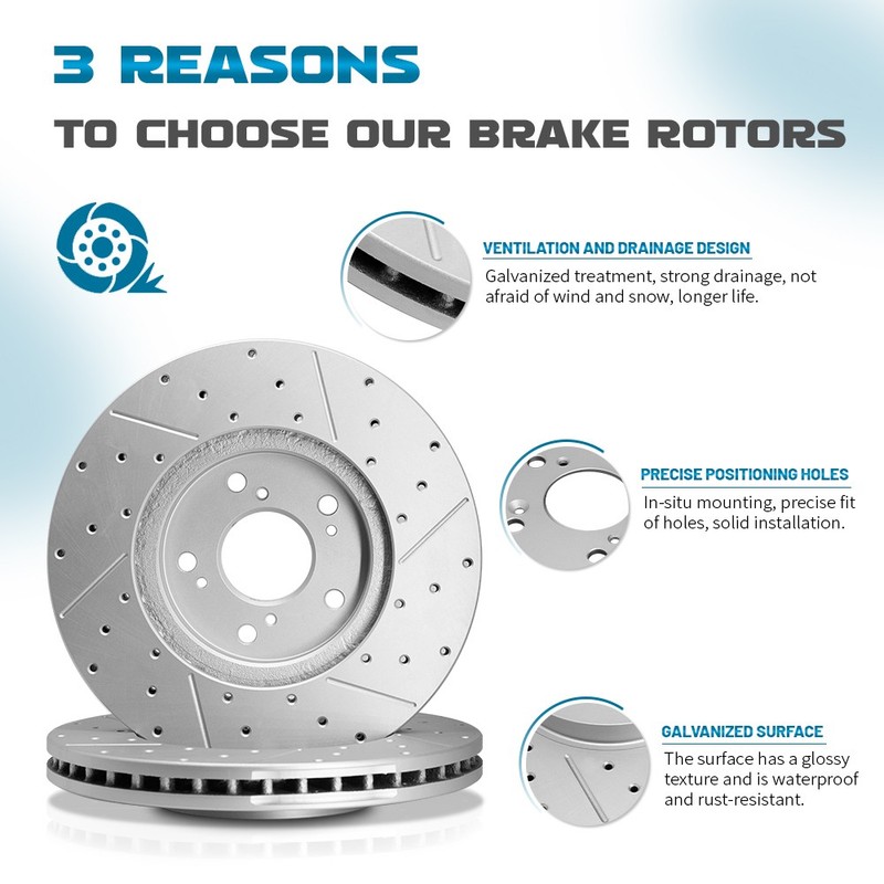 Front Drilled Brake Rotors+Ceramic Pads W/Clips for Ford Transit-150 Transit-250 gallery