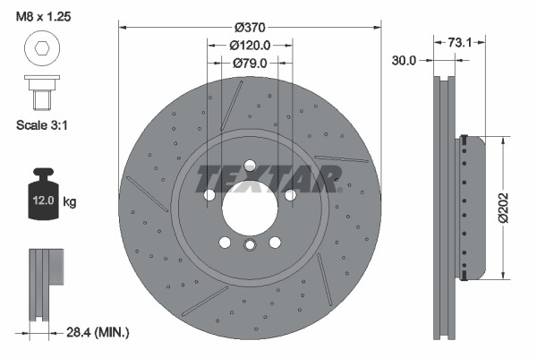 Textar 92265425 Brake Disc for BMW