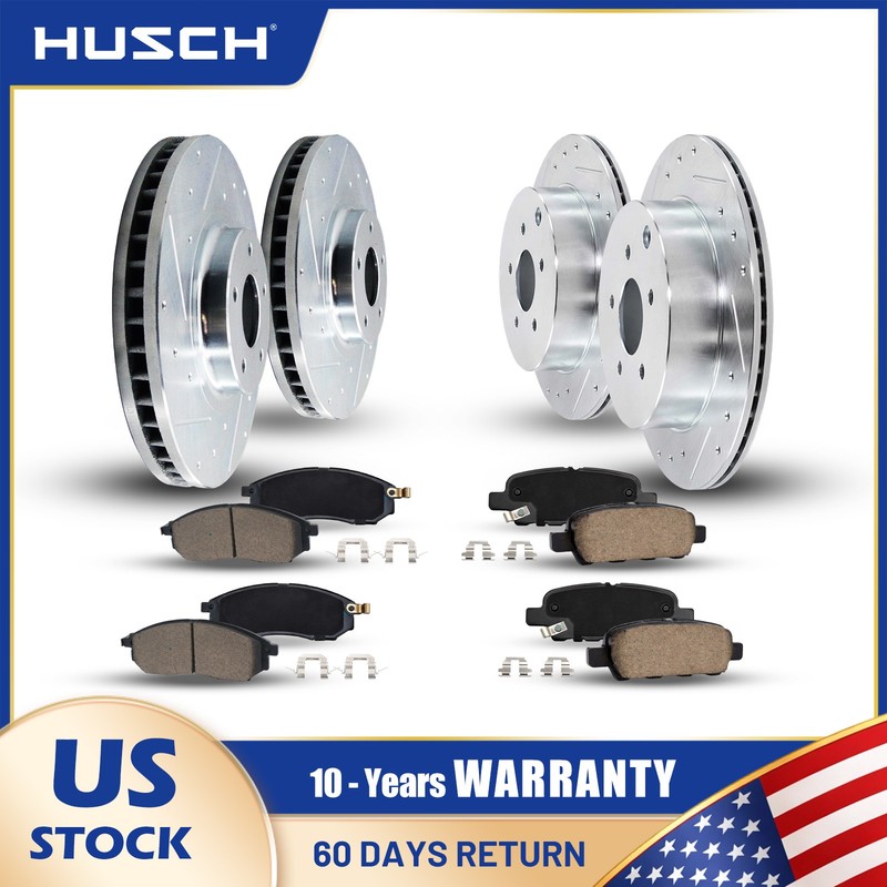 Front Rear Drilled Disc Rotors Ceramic Brake Pads for INFINITI M37 M56 2011-2013