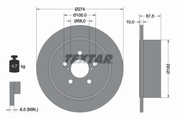 Textar 92167800 Brake Disc for Subaru