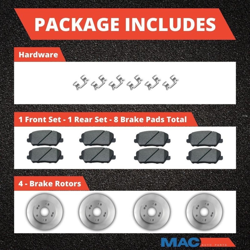 Front + Rear Ceramic Brake Pads & Coated Rotors Fits Toyota Corolla 09-2019 1.8L gallery