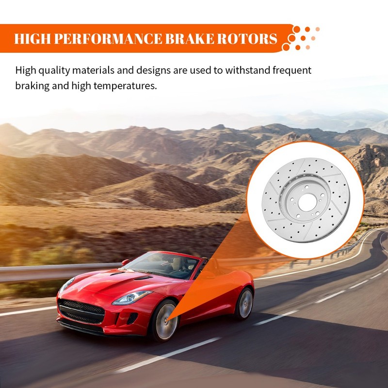 Front & Rear Drilled Rotors Ceramic Brake Pads for Toyota Celica GTS 2000-2005 gallery