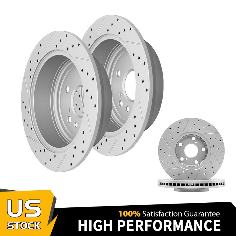For 2004-2006 2007 Toyota Highlander Front Rear Drilled Disc Brake Rotors Kit