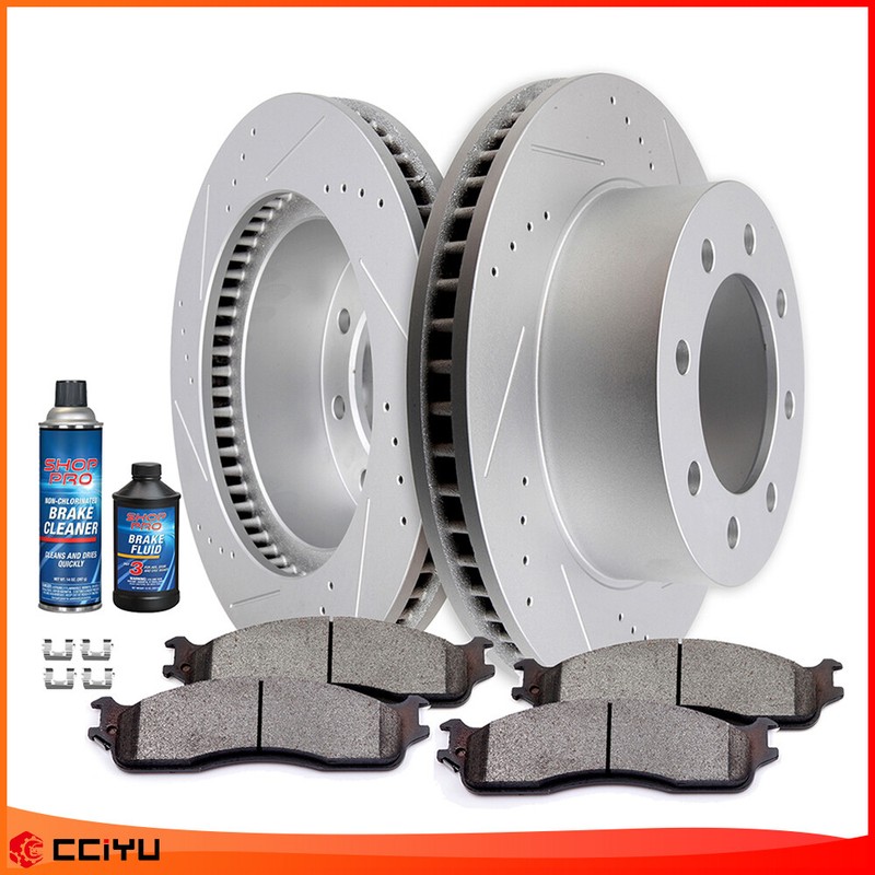 Front Drilled + Slotted Brake Rotors & Ceramic Pads For Dodge Ram 1500 2500 3500