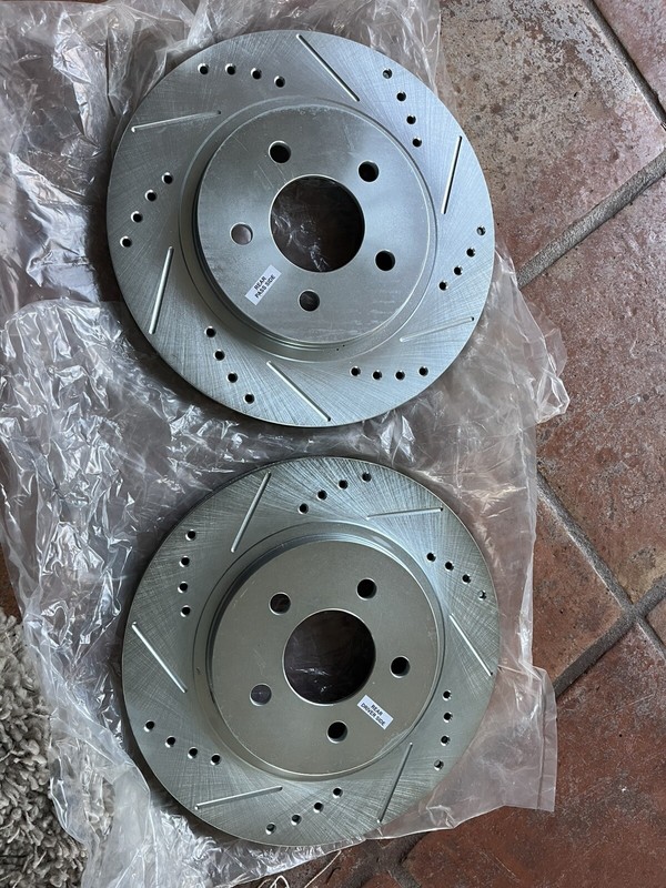 Disc Brake Rotor Set-Rear Drilled, Slotted and Zinc Plated Ford Mustang GT gallery