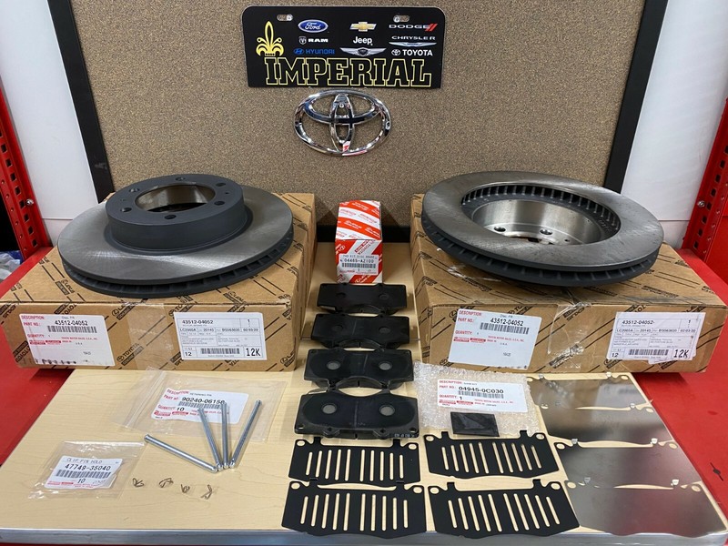 2005-2023 TOYOTA TACOMA 4WD GENUINE OEM FRONT BRAKE ROTORS TCMC PADS & SHIM KIT