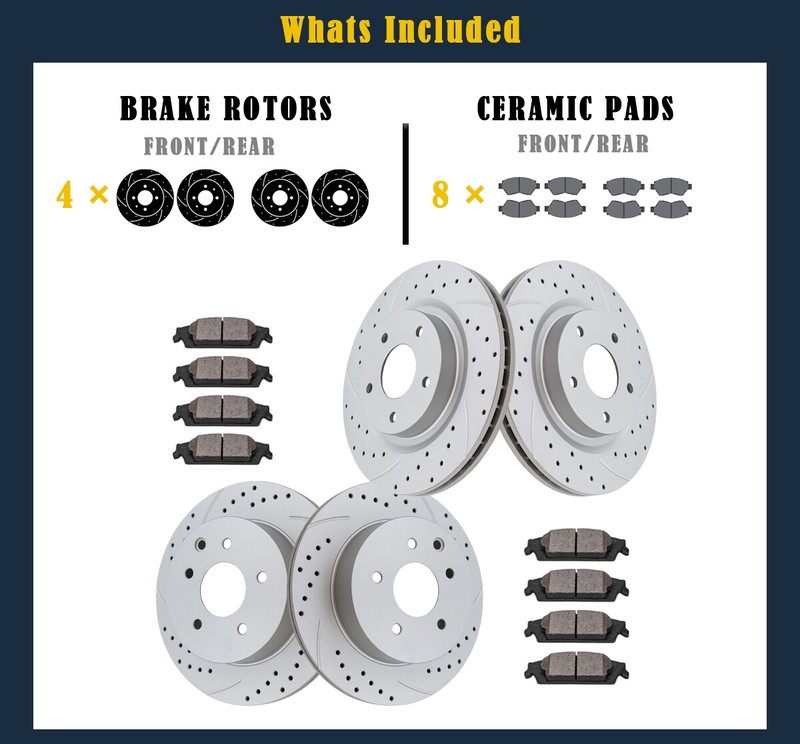 Front & Rear Brake Rotors Pads for Nissan Maxima 2009-14 16-19 Slotted Brakes gallery