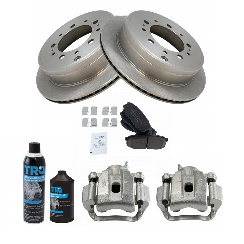 TRQ Rear Brake Calipers Ceramic Pads & Rotors For 2008-2015 Sequoia 07-15 Tundra gallery