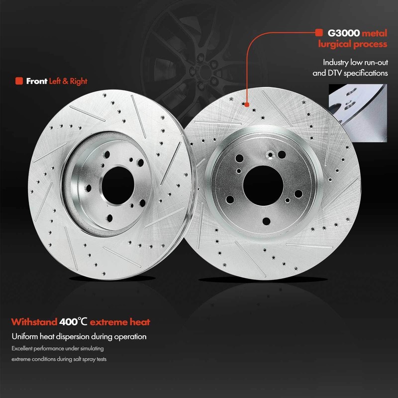 Front & Rear Driver & Passenger Drilled Brake Rotor for Honda Accord 2018-2021 gallery