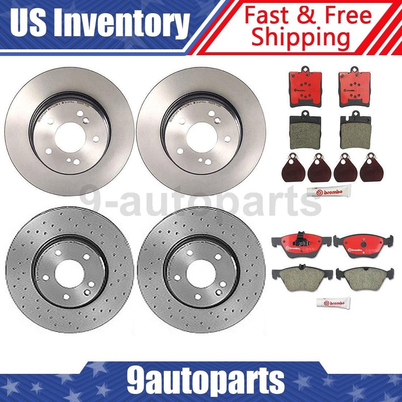 Brembo Front Rear Brake Kit Drilled Rotors Ceramic Pads for 2000-03 Benz CLK320
