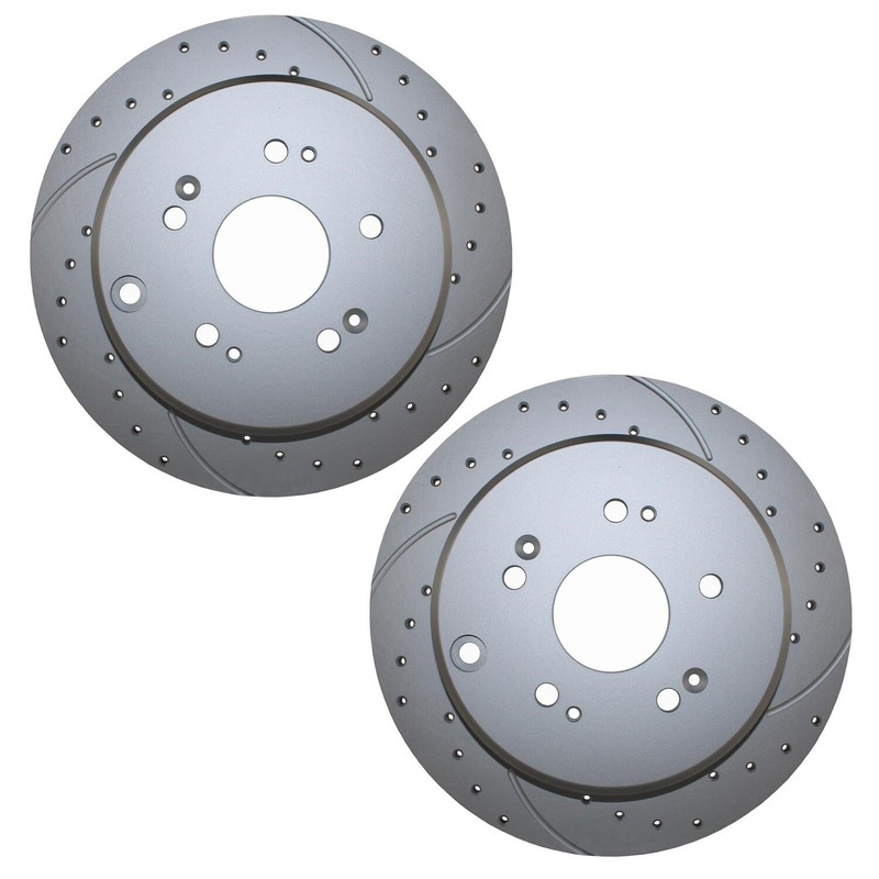 Bison Performance Pair Set 2 Rear Drilled Coated 305mm Brake Rotors for RDX CR-V