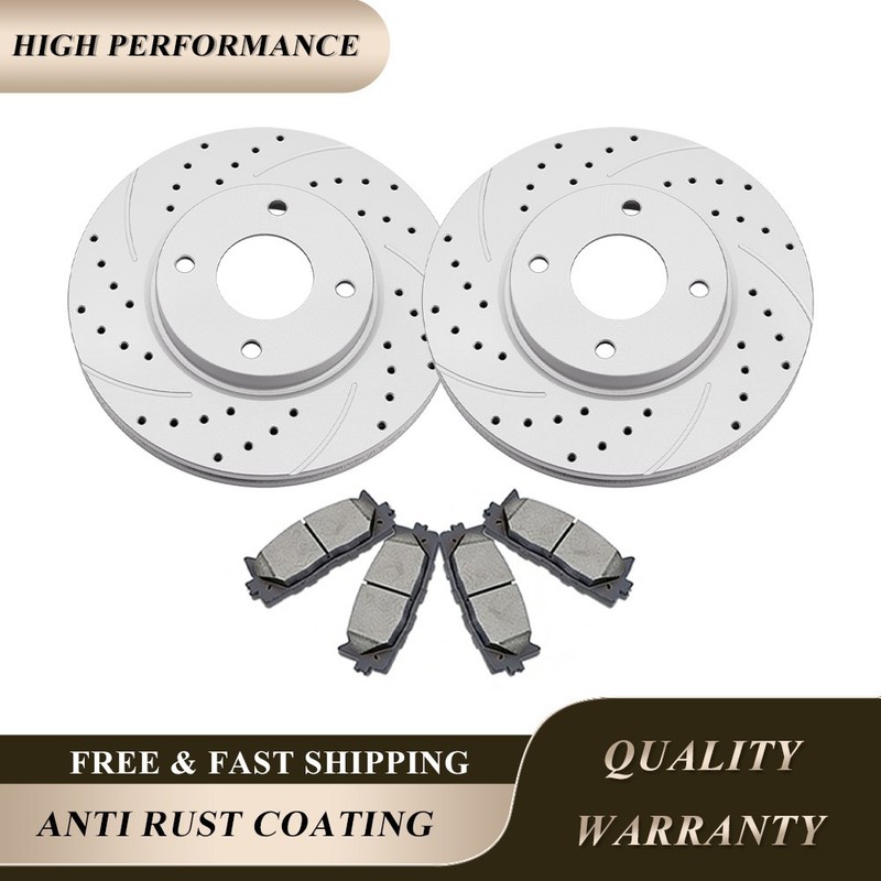 280mmFront Drilled Disc Rotor Ceramic Brake Pad Kit Fit Nissan Cube Sentra Versa