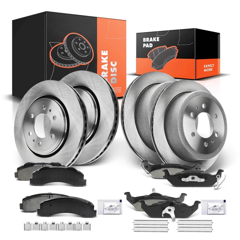 Front & Rear Brake Rotors & Ceramic Brake Pad for Ford F-150 2010-2011 6 Lugs