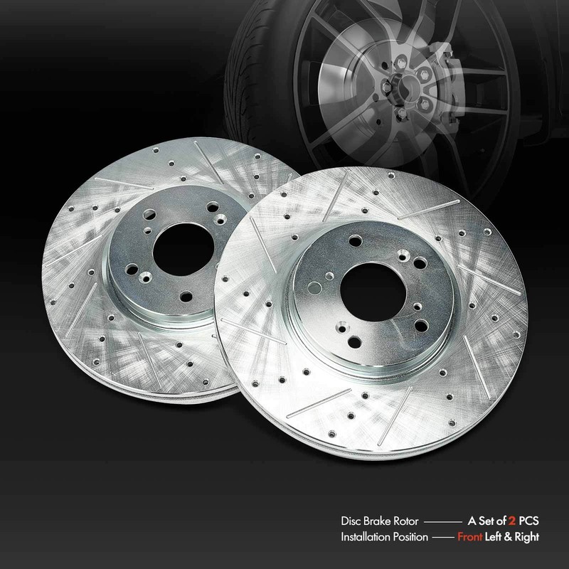 2x Front Side Driver & Passenger Side Drilled Brake Rotors for Acura TL 04-08 gallery
