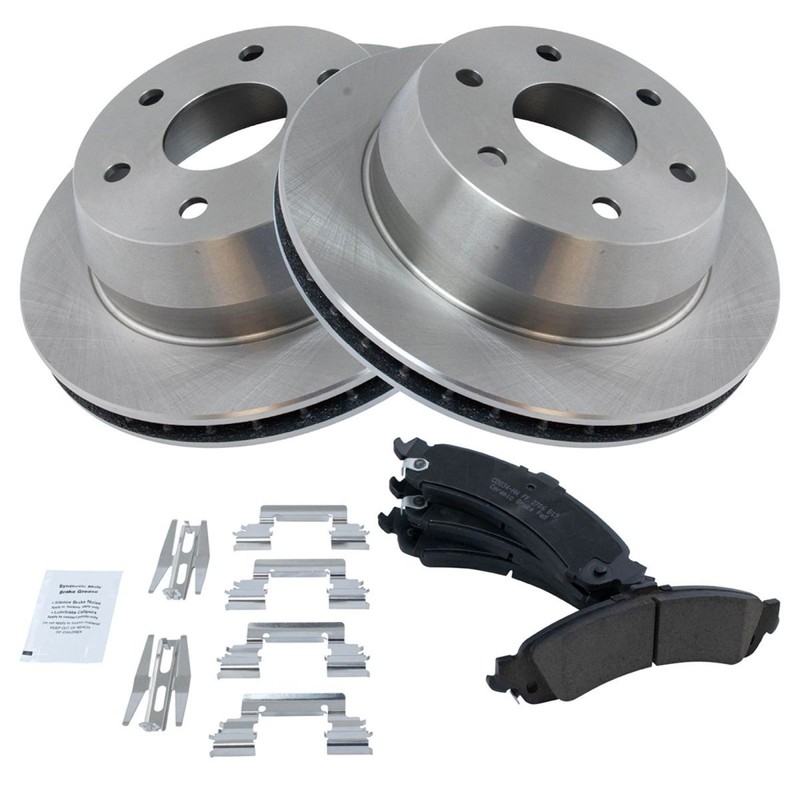 TRQ Rear Brake Rotor & Premium Posi Ceramic Pad Set Kit for Chevy GMC Truck gallery