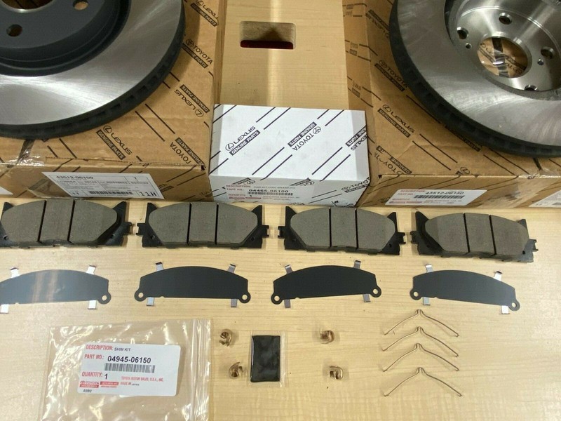 2007-2017 TOYOTA CAMRY GENUINE OEM NEW FRONT BRAKE ROTORS OEM PADS & SHIMS gallery
