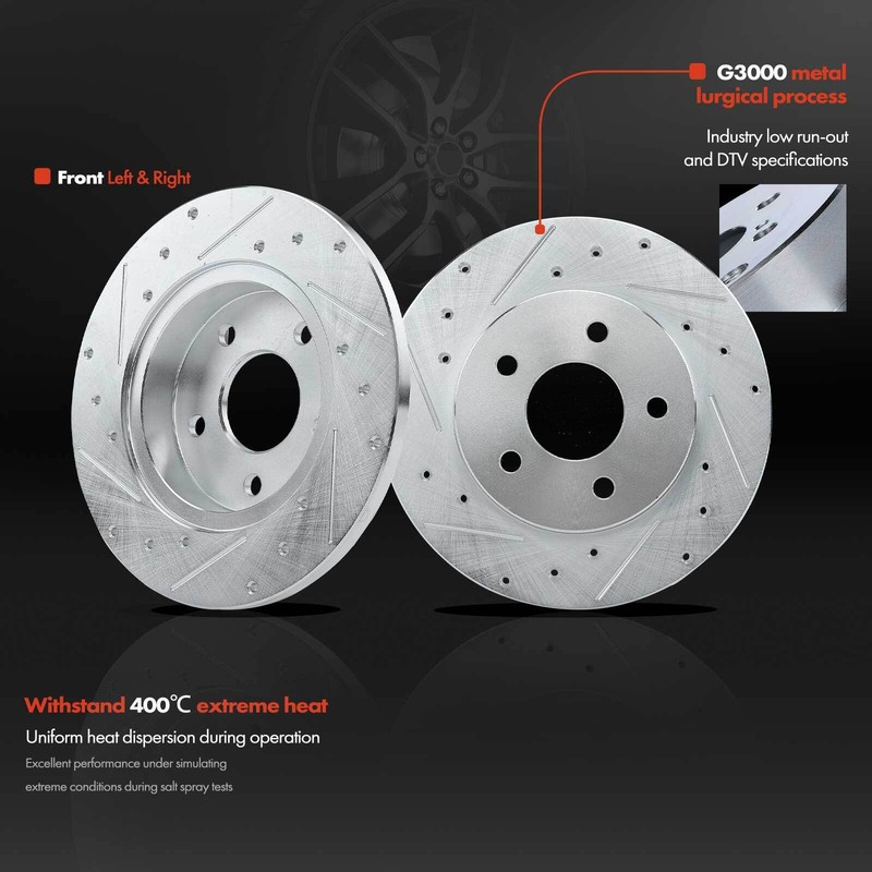 Front & Rear Side Drilled Brake Rotors & Ceramic Brake Pads for Chevrolet Cobalt gallery
