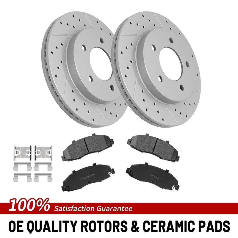 Front Brake Rotors Ceramic Pads Set For Ford F-150 Heritage 4wd 1997 1998 – 2004