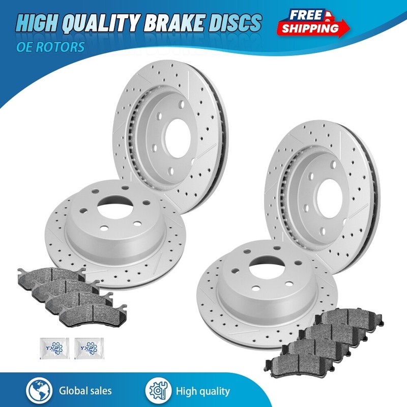 Front & Rear Rotors + Brake Pads for Chevy GMC Sierra Silverado 1500 Yukon Tahoe