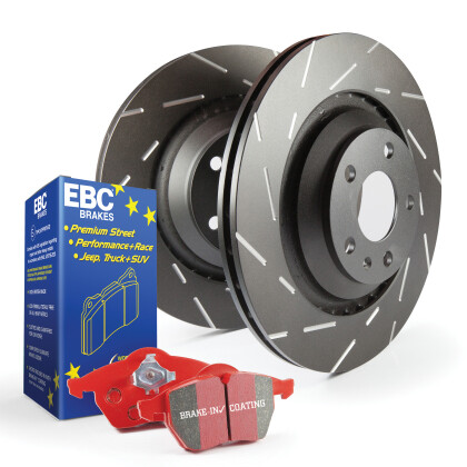EBC Redstuff Ceramic Brake Pads & Slotted Rotors for 14-18 Mazda 3 2.5 [F]