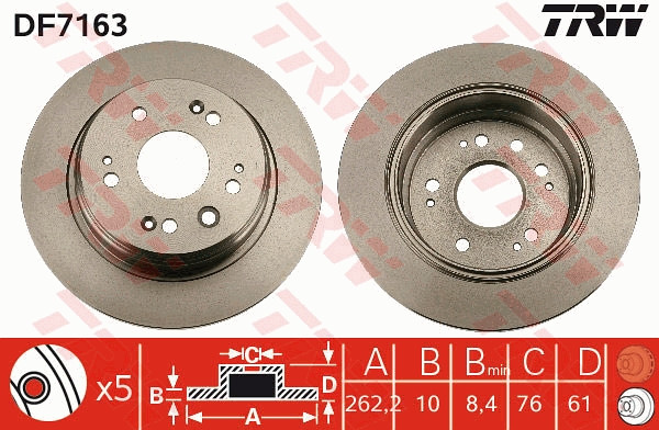 TRW DF7163 Brake Disc for Honda