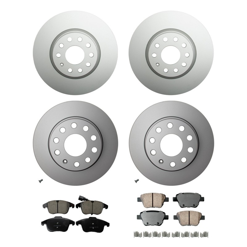 Hella Front Rear Rotor Akebono EURO Ceramic Brake Pad Kit for VW Passat Sedan
