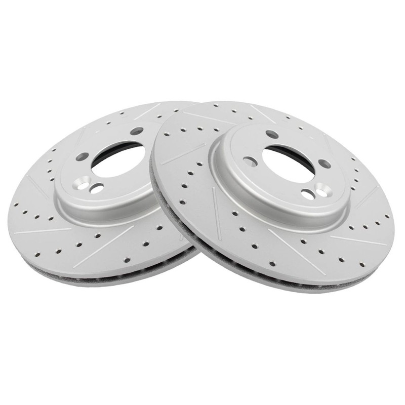 TRQ Performance Front Brake Rotors Set Slotted X Drilled Premium Fits Mini gallery