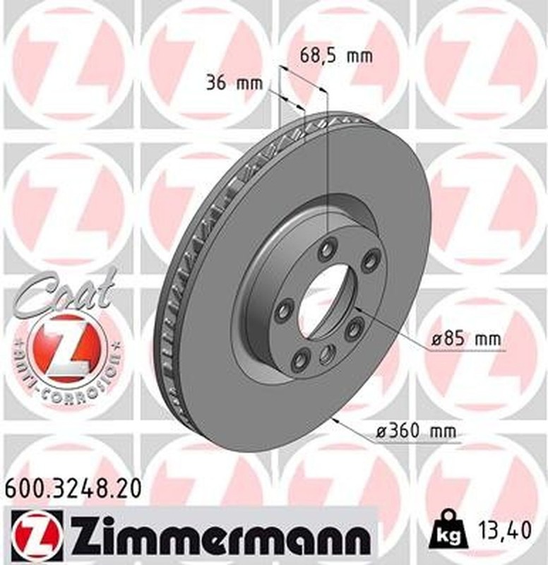 Zimmermann 600.3248.20 Standard Coat Z Disc Brake Rotor