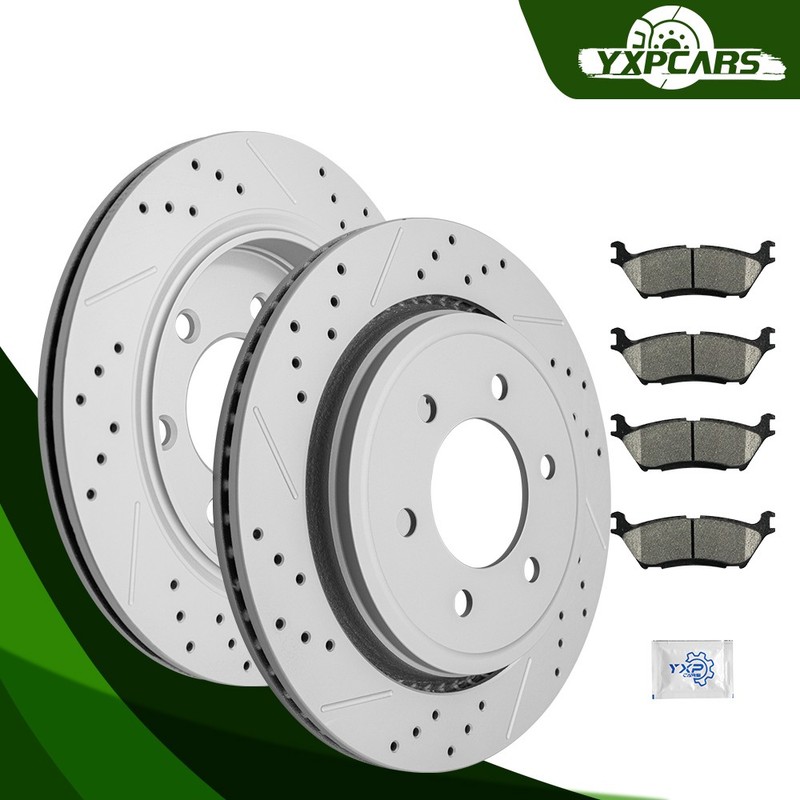 Rear Disc Rotors Brake Pads for 2015 – 2017 Ford F-150 w/ Electric Parking Brake