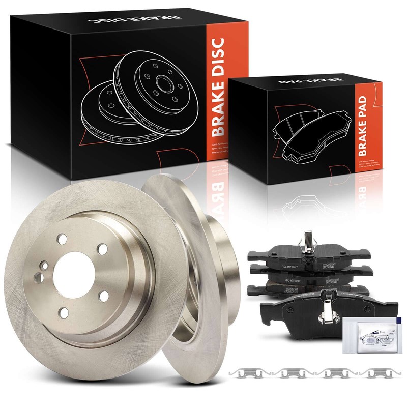 Disc Brake Rotors&Ceramic Brake Pads for Mercedes-Benz E250 E320 E350 Rear Side