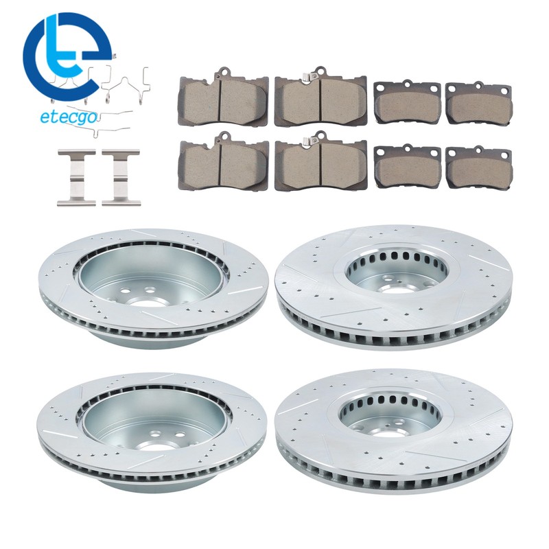 12× Drilled Brake Rotors & Ceramic Brake Pads Front & Rear For Lexus GS350 07-08 gallery
