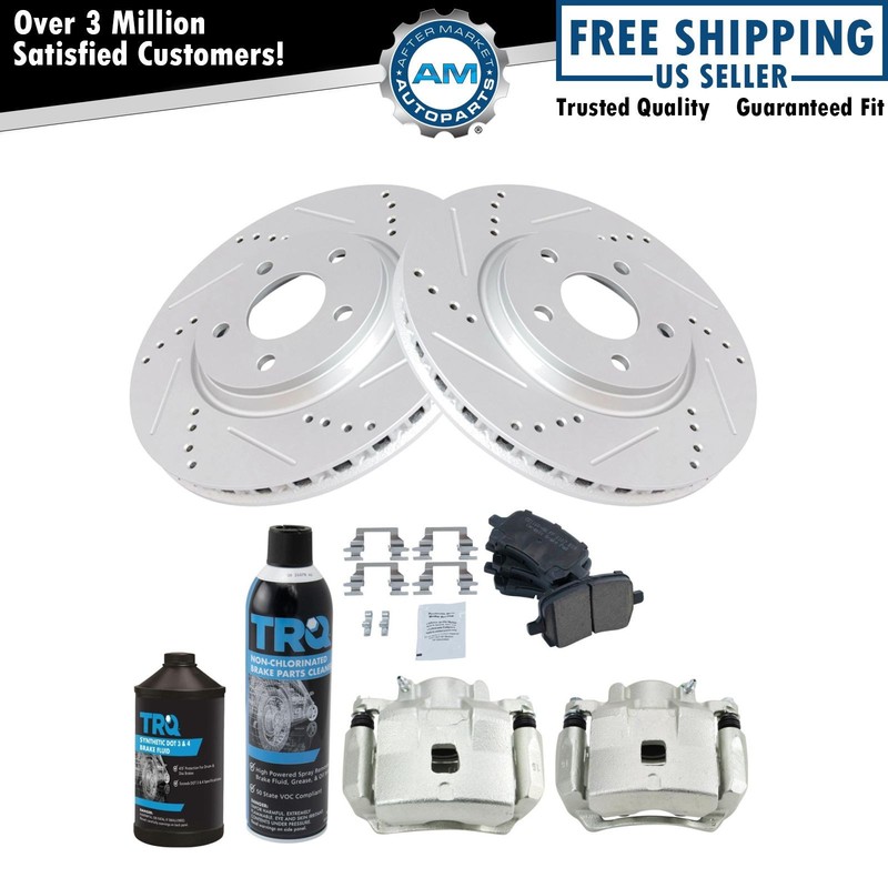 Front Brake Pad & Rotor Kit Drilled Ceramic Fits Chevrolet Pontiac Saturn