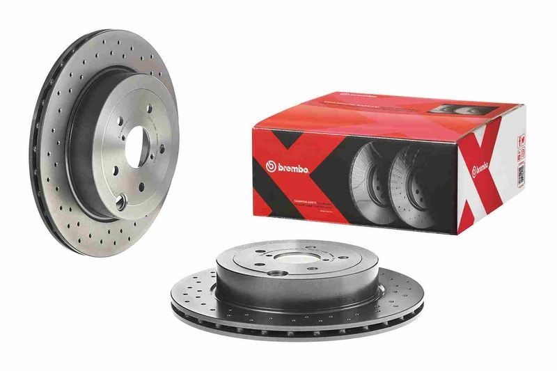 2X Brembo 09.A198.1X Rear Drilled / Vented Brake Discs Fits Subaru Impreza Wrx