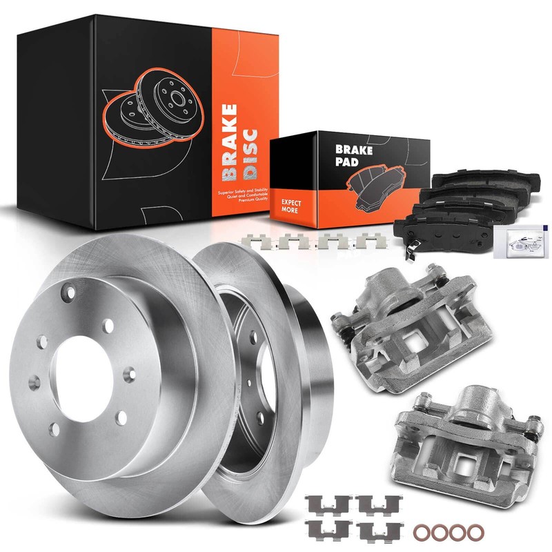 Rear Disc Brake Rotors & Pads + Brake Caliper for Hyundai Sonata 1999-2005 Kia