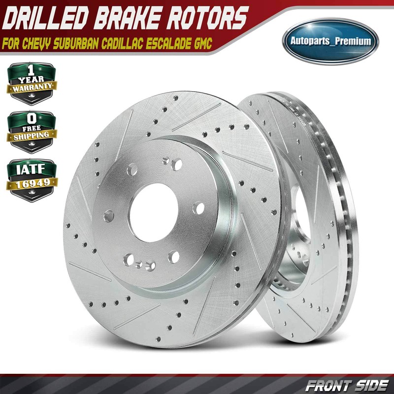 2x Front Drilled Brake Rotor for Chevy Suburban Cadillac Escalade GMC Yukon XL