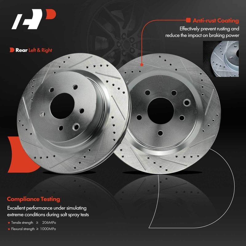 A-Premium Rear Side Drilled Brake Rotors for Nissan 350Z 2003-2008 INFINITI G35 gallery