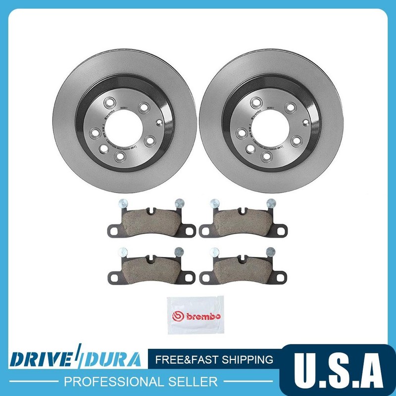 Brembo Rear Disc Brake Rotors Ceramic Brake Pads fits 2011-2017 Porsche Cayenne