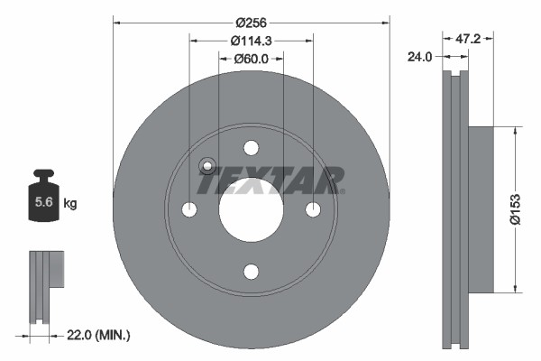 Textar 92133600 Brake Disc for Baojun (SGMW), Buick (SGM), Chevrolet, Chevrolet (SG
