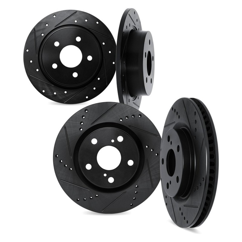 For Volvo V50 2005-2011 Rotor Set | Black | Drilled And Slotted Rotor Style gallery