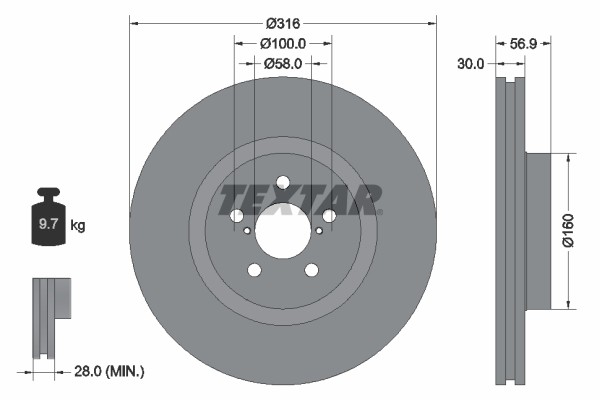 Textar 92236503 Brake Disc for Subaru