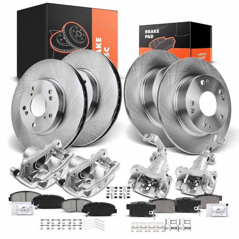 16x Front&Rear Disc Brake Rotors&Brake Pads+Brake Caliper for Honda Accord 03-07