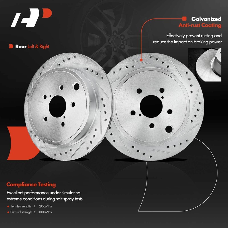 A-Premium Rear Drilled Rotors & Brake Pads + Wheel Hub for Scion FR-S Subaru BRZ gallery
