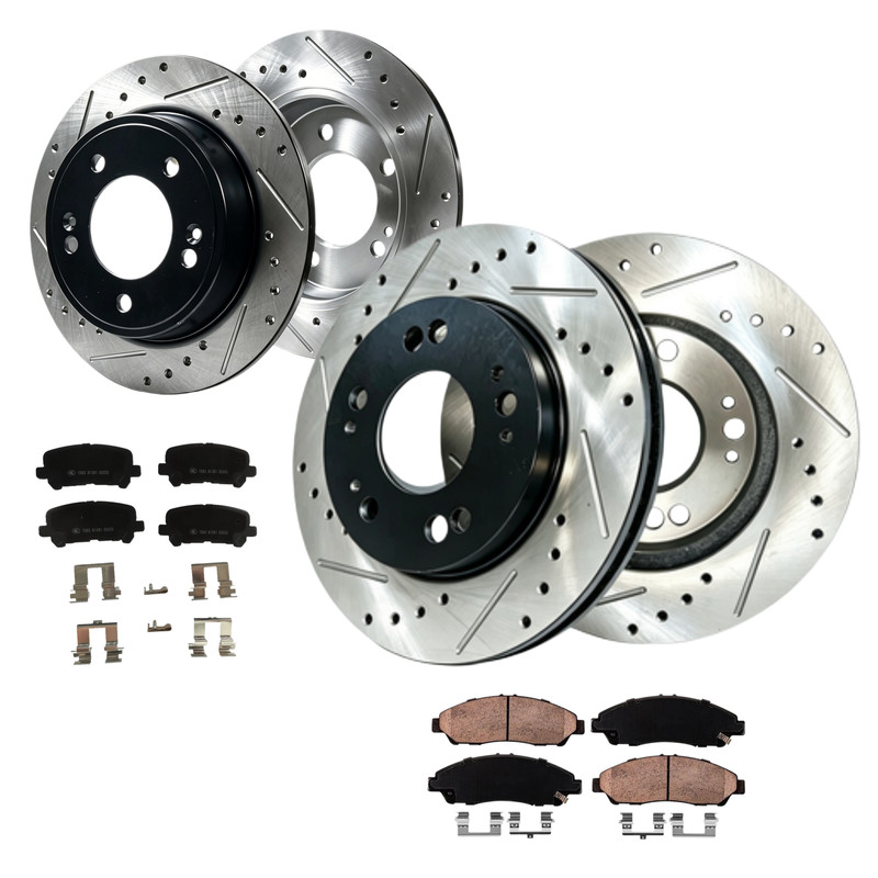 330mm Front and Rear Drilled Rotors Brake Pads Fit Acura MDX ZDX 2011 2012 2013