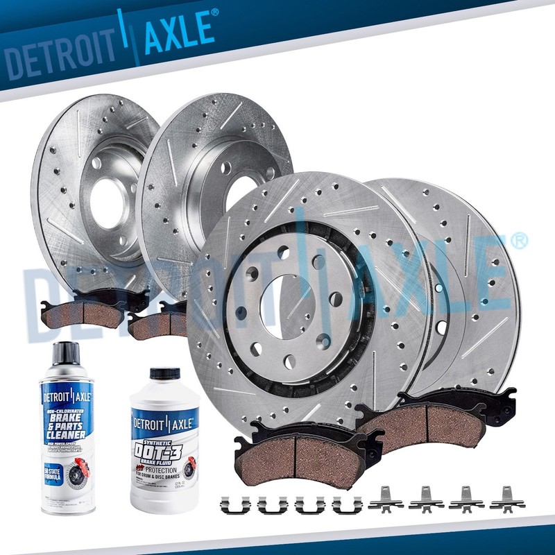 10pc Front Rear Drilled Rotors Brake Pads for 2014 2015 2016 Chevrolet Spark EV