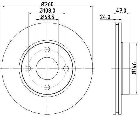 2X Mintex MDC773 Front Brake Discs 260mm Vented Fits Ford Mercury Contour Cougar