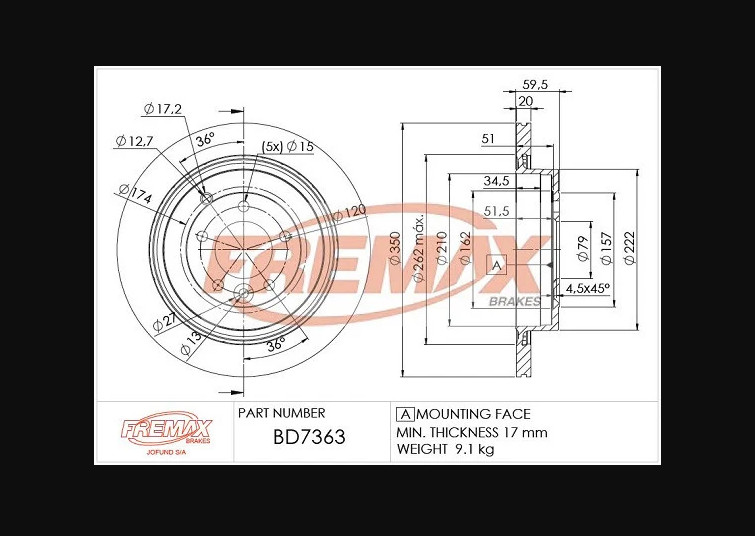 Disc Brake Rotor-HSE Rear Fremax Fits 2006-2013 Range Rover Sport LR3 LR4 gallery