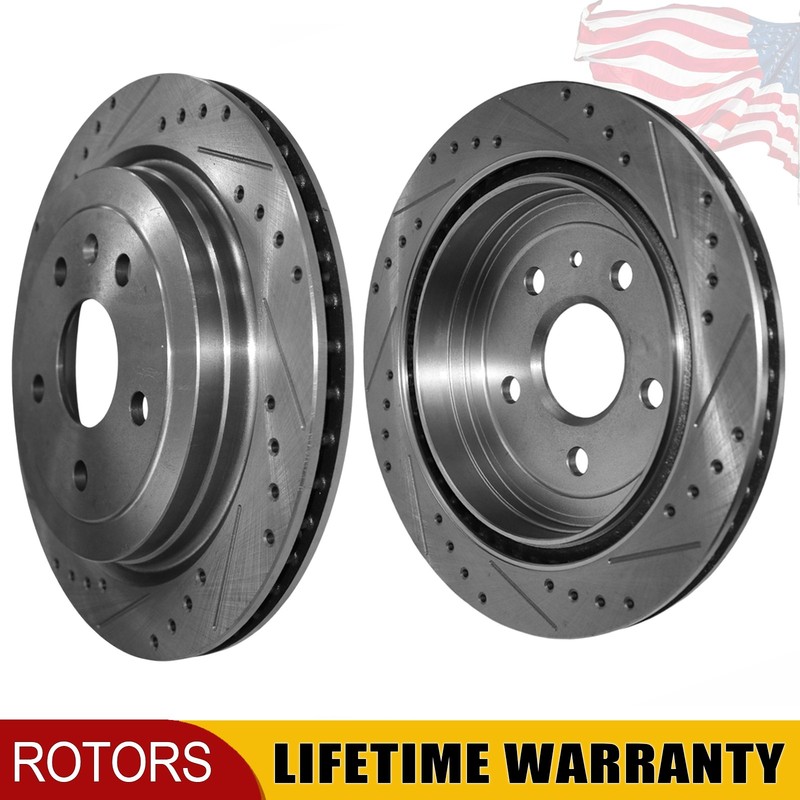 2pcs Rear Drilled Brake Rotors for Chevrolet Camaro 10-15 Cadillac CTS 2008-2019